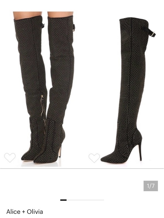 Alice + Olivia Shoes - Alice + Olivia Black Over-the-Knee Studded Pointed-Toe Stiletto Boots